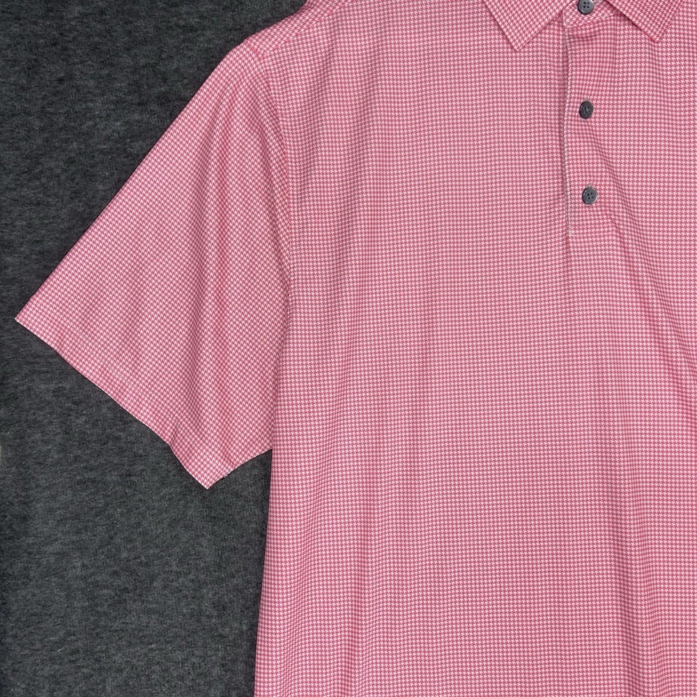 FootJoy Golf Polo Shirt Mens Large Pink White Houndstooth Brookstone Golf‎ & CC - Picture 4 of 12